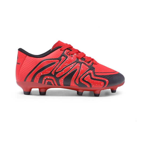Boys & Girls Soccer Cleats - RED BLACK SILVER - 5